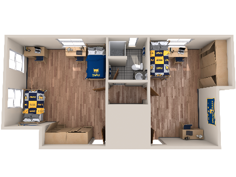 Brown Hall Double-Single Floor Plan